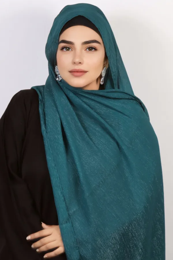 Peacock Shimmer Chiffon Hijab - Image 3