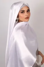 Frost White Marble Satin Hijab - Image 3