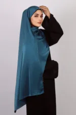 Peacock Blue Medina Silk Hijab - Image 3