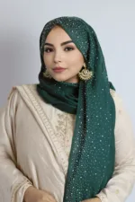 Bottle Green Cotton Stone Drop Hijab