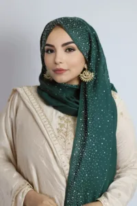 Bottle Green Cotton Stone Drop Hijab