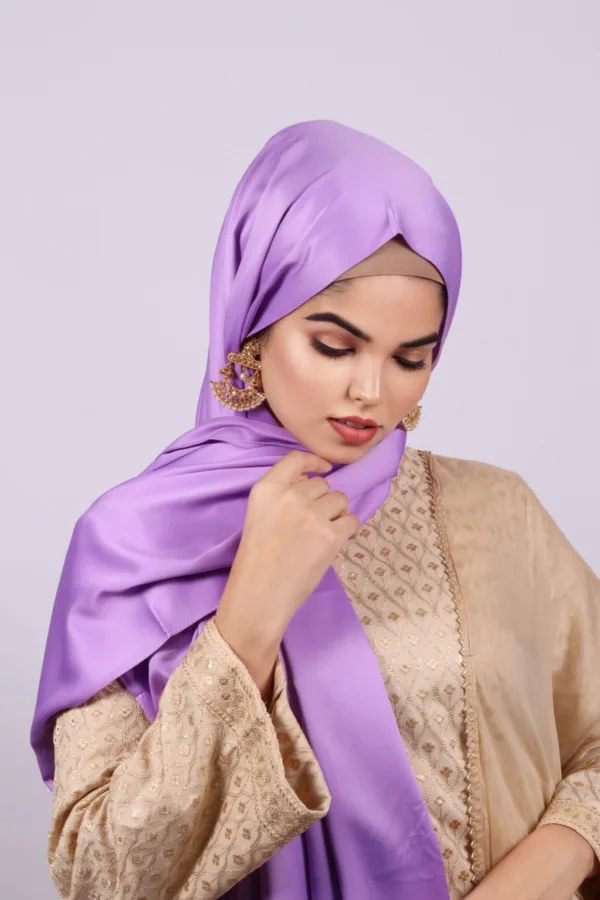 Lavender Matte satin Hijab - Image 1