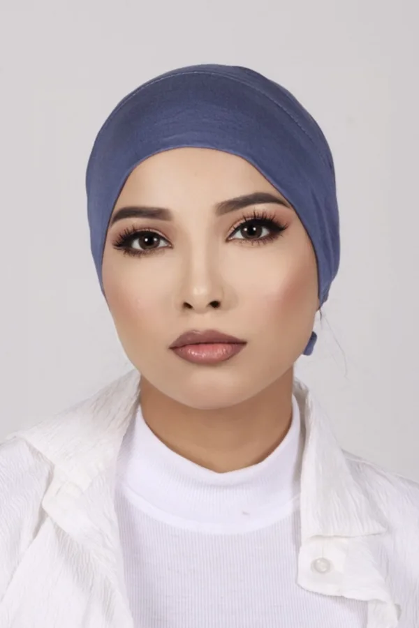 Jean Blue Tieback Hijab Cap - Image 2