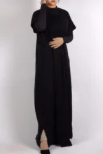 Inner Layering Half-Sleeve Dress / Slip – Black - Image 3