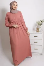 Alaina Drawstring No-Iron Abaya / Dress - Tan - Image 4