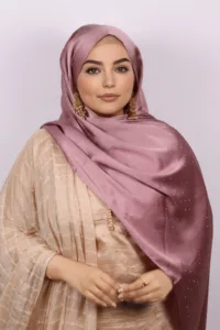 Vintage Rose Rhinestone Silk Hijab
