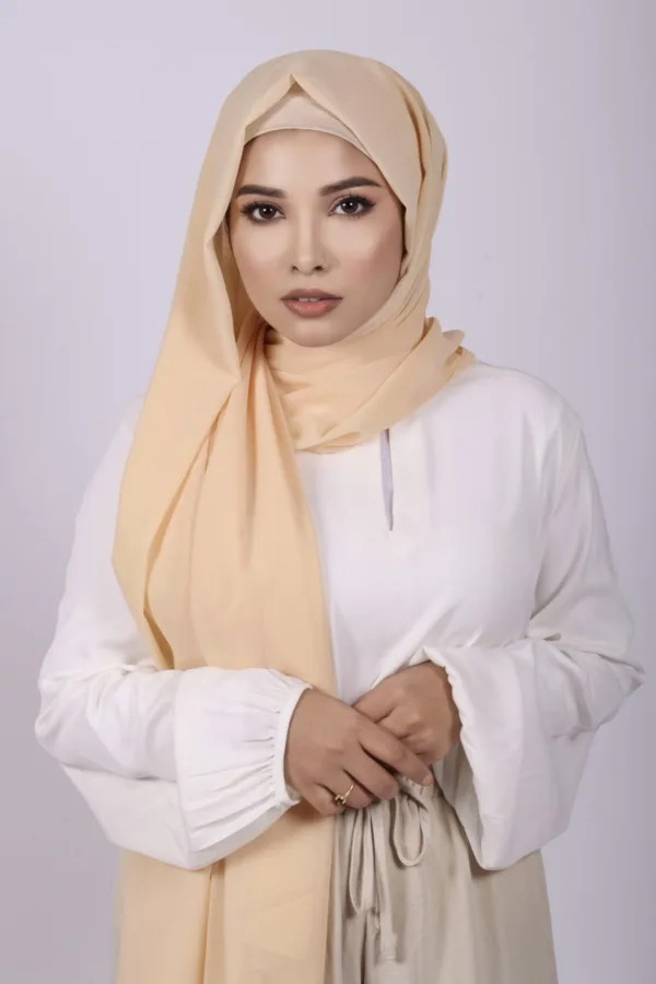 Custard Premium Chiffon Hijab - Image 2