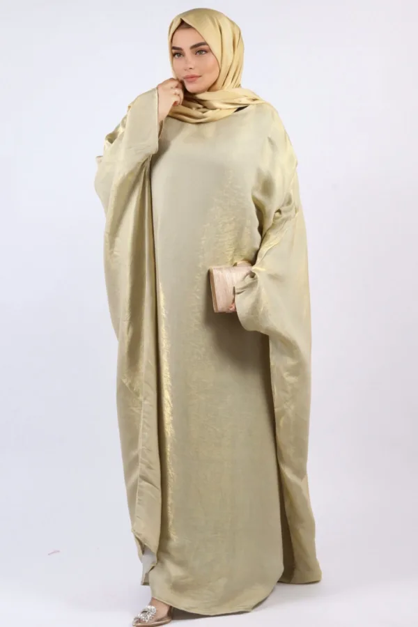 Moroccan Kaftan Organza Abaya - Cosmic Gold - Image 3