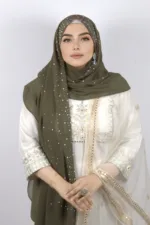 Olive Moon Drop Chiffon Hijab - Image 3