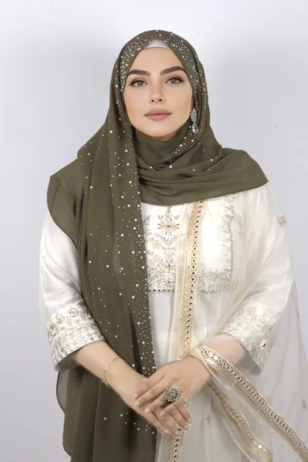 Olive Moon Drop Chiffon Hijab - Image 3