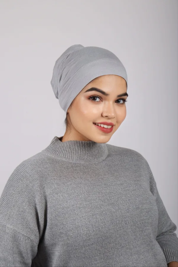 Grey Tieback Hijab Cap - Image 1