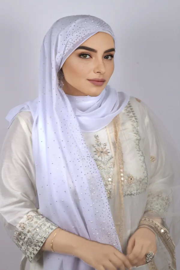 Frozen White Moon Drop Chiffon Hijab - Image 2