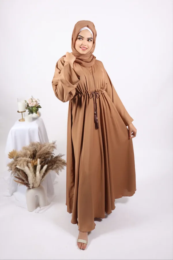 Amaira Flared Emirati Abaya - Tan - Image 2