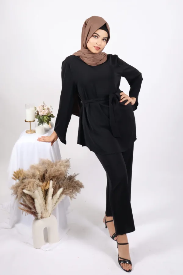 61ACC220-6E09-4095-90DD-325869AC3D14.jpeg Valerie Premium 2-piece Co-Ords Set Modest Wear - Black - Image 1