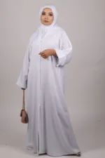 Zara Everyday Zoom Abaya Front Open with pocket - Pure White - Image 2