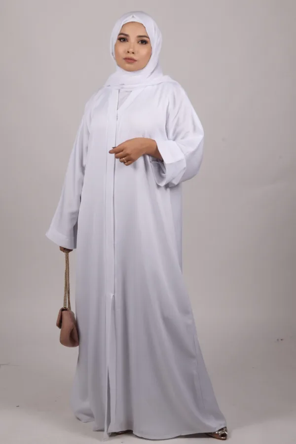 Zara Everyday Zoom Abaya Front Open with pocket - Pure White - Image 2