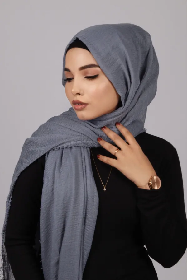 62F68CED-764C-42AD-B249-F45A8E1EC9E4-1.jpeg Blueberry Crinkled Cotton Hijab - Image 1