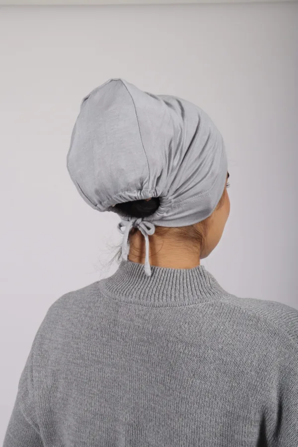Grey Tieback Hijab Cap - Image 2