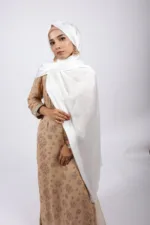 White Muna Satin Hijab - Image 2