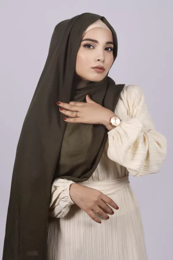 Olive Classic Cotton Hijab - Image 1