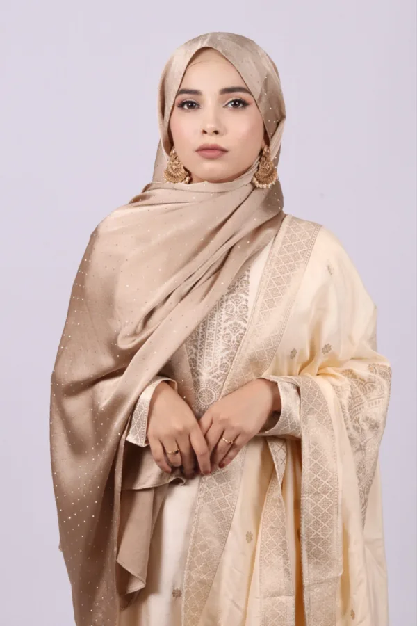 665C179F-72A7-4C34-8CBD-15F3DE183E61.jpeg Vintage Gold Rhinestone Silk Hijab - Image 1