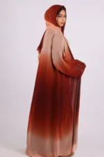 Mehtab Sparkling Glitter Dual Tone Abaya with Front Open - Sahara Sand - Image 7