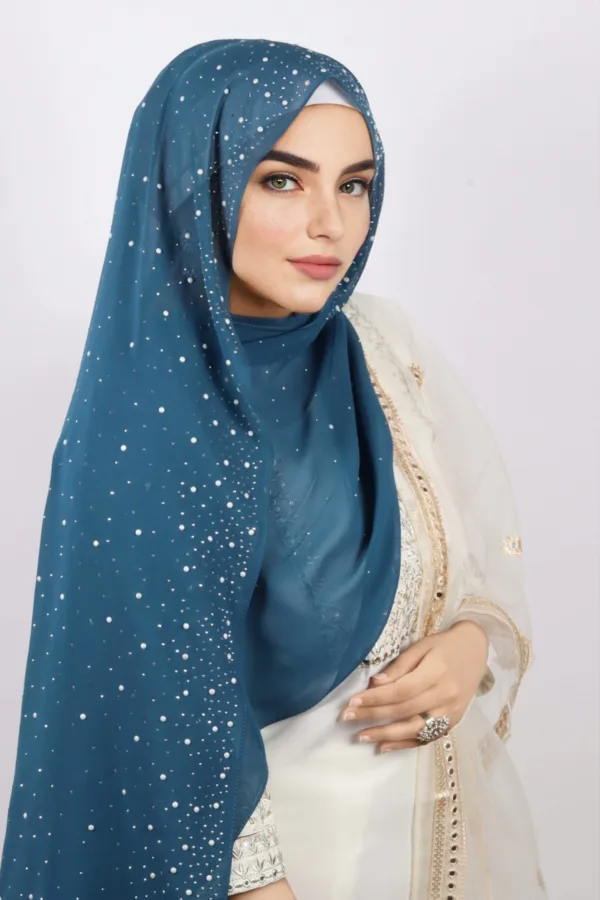 Persian Blue Moon Drop Chiffon Hijab - Image 1