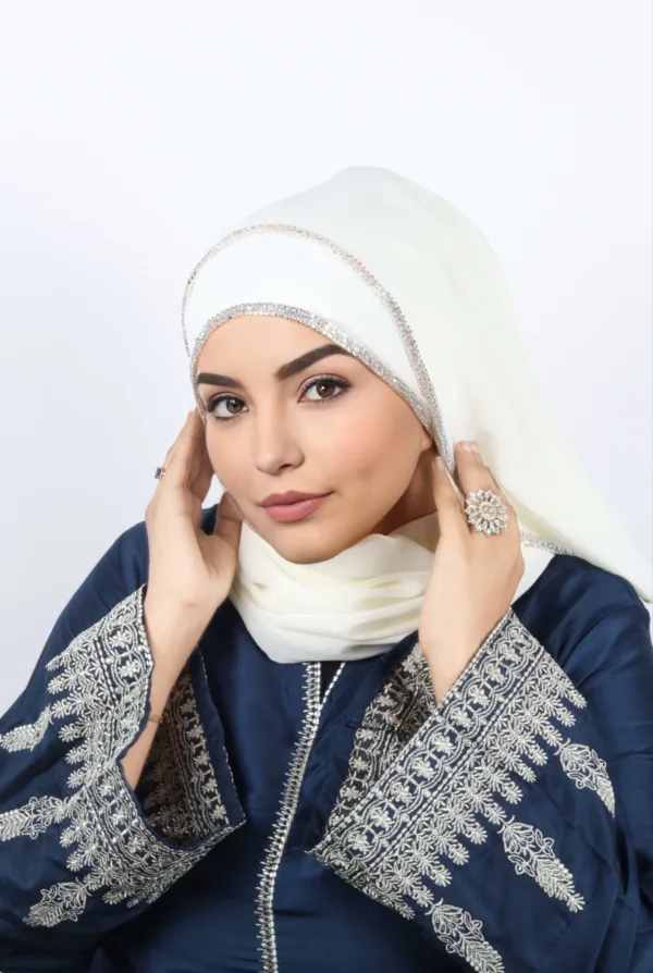 Cream Crystal Hijab - Image 1