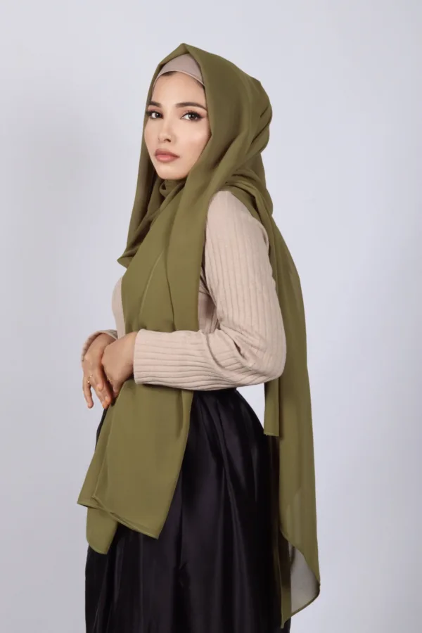 Moss Green Premium Chiffon Hijab - Image 2
