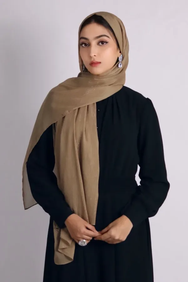 Nude Gold Shimmer Chiffon Hijab - Image 1