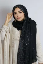 Black Cotton Stone Drop Hijab - Image 3