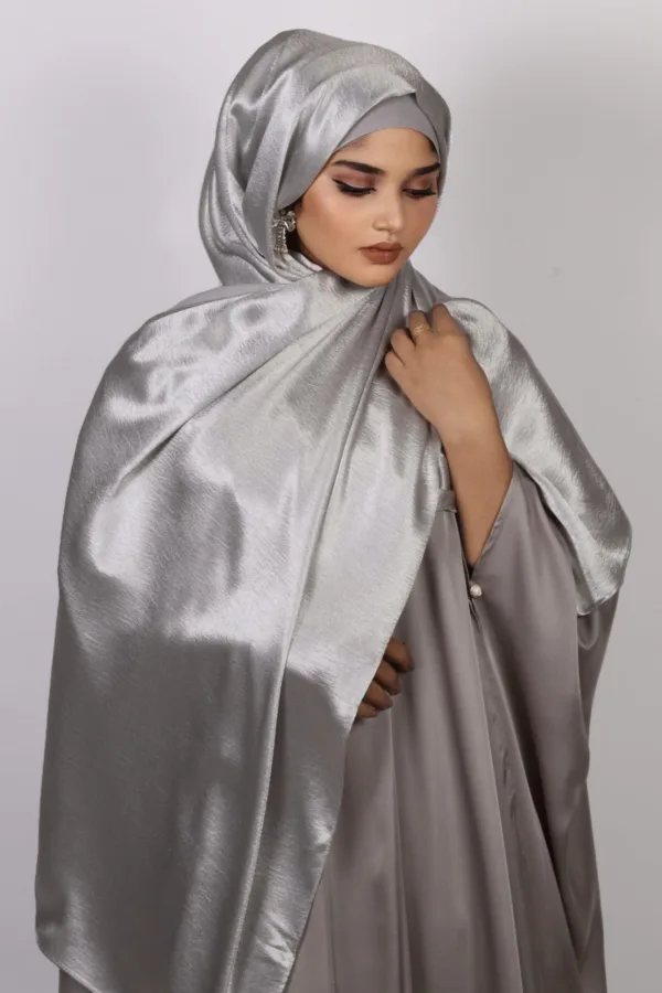 Quick Silver Marble Satin Hijab - Image 3