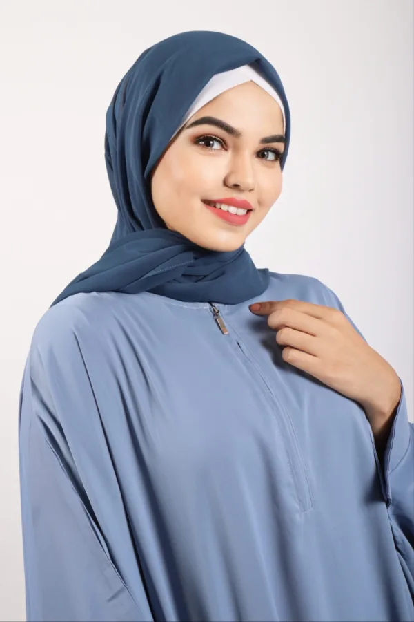Parisa Kaftan Abaya with Zipper - Ice Blue - Image 5