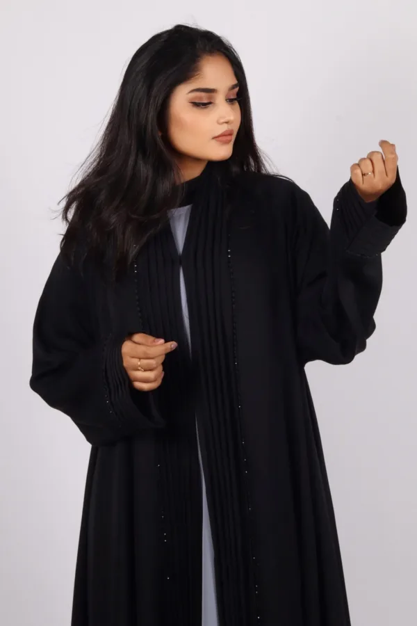 Ariana Full Umbrella Pleat Front Open with Black Diamond Trim - Midnight - Image 9