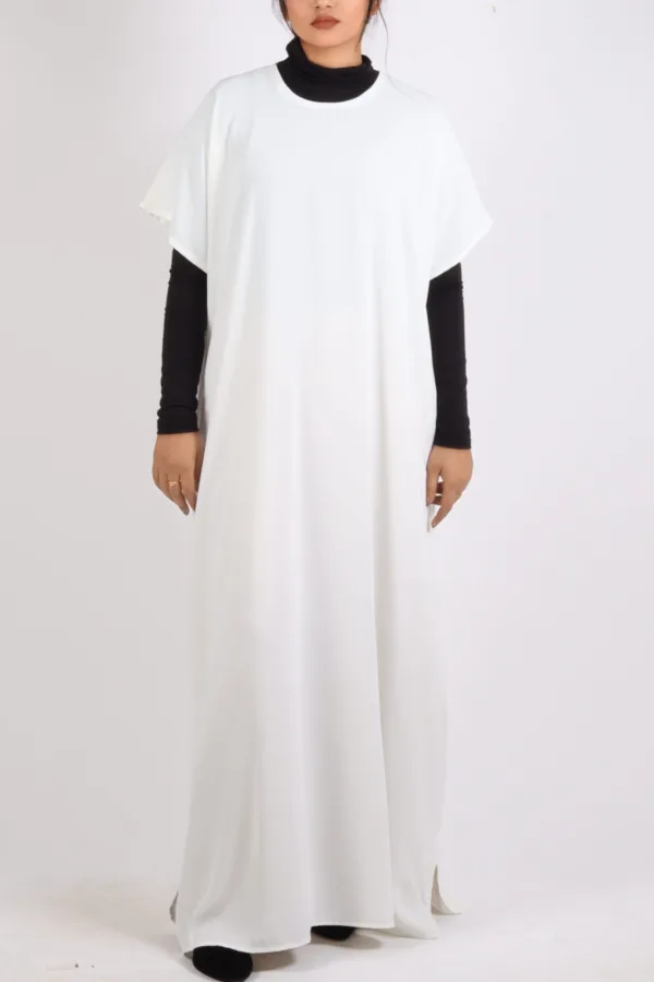 Inner Layering Half-Sleeve Dress / Slip – White - Image 2