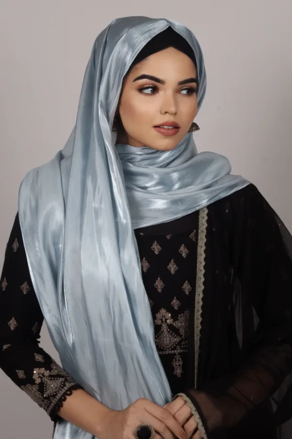 Misty Blue Premium Organza Hijab - Image 1