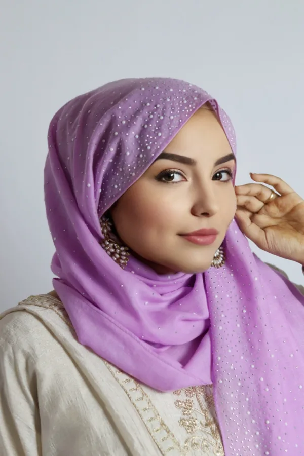 Lavender Cotton Stone Drop Hijab - Image 1