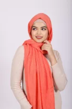 Coral Ribbed Cotton Hijab