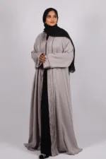 Ariana Full Umbrella Pleat Front Open with Black Diamond Trim - Sandstone - Image 6