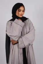 Ariana Full Umbrella Pleat Front Open with Black Diamond Trim - Sandstone - Image 3