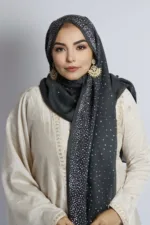 Slate Cotton Stone Drop Hijab - Image 3