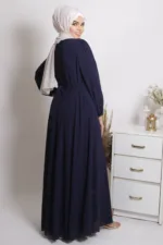 Tanaaz Flared Layered Gown / Abaya - Deep Blue - Image 3