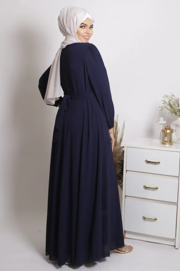 Tanaaz Flared Layered Gown / Abaya - Deep Blue - Image 3