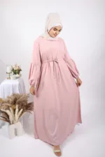 Alaina Drawstring No-Iron Abaya / Dress - Powder Blush - Image 4