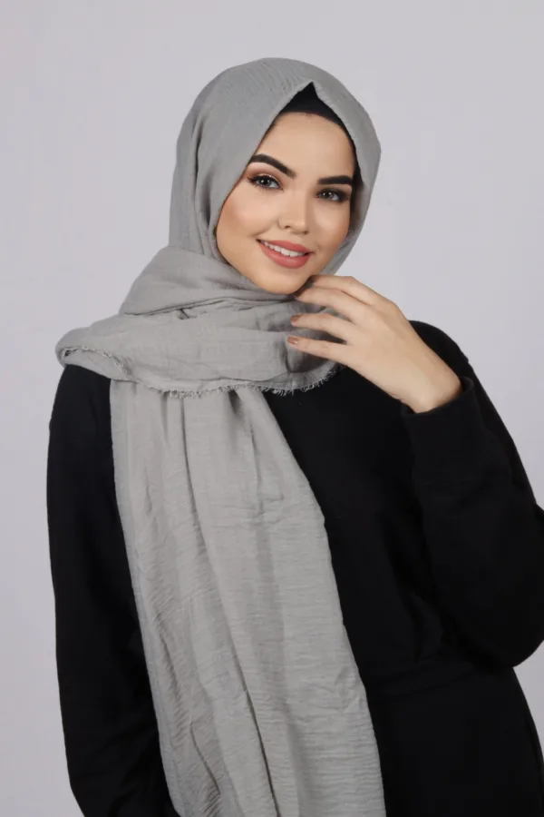 Ash Premium Crinkled Cotton Hijab - Image 1