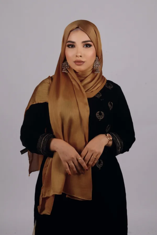 Ancient Gold Muna Satin Hijab - Image 1
