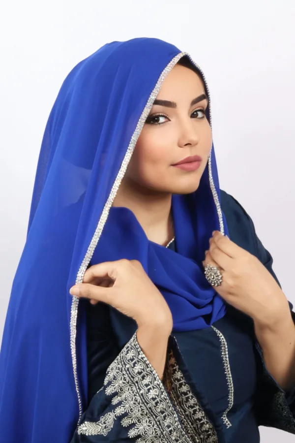 Royal Blue Crystal Hijab - Image 2