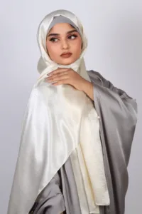 Cream Gold Marble Satin Hijab