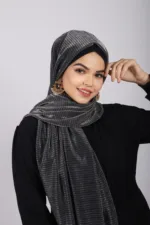 Titanium Metallic Ribbed Hijab - Image 2
