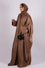 Nadira Luxury Kaftan Front Open with Black Diamond Trim - Classy Gold - Image 4